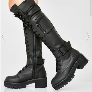 Dolls Kill: OBSIDIAN POCKET COMBAT BOOTS